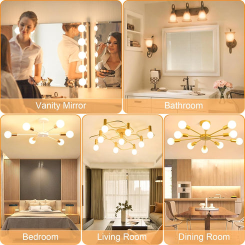 G25 Bulbs, Bulbs E26 2700K 60W Equivalent(5W), 500LM Non-dimmable,4Pack hansang LED Globe Light Bathroom Vanity Light
