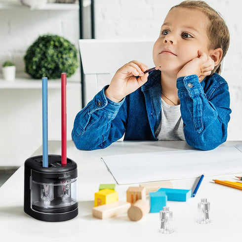Eagle Electric Pencil Sharpener, Battery or USB Operated, Dual Holes, Dual Blades, Fits Pencils of Size 6-8mm and