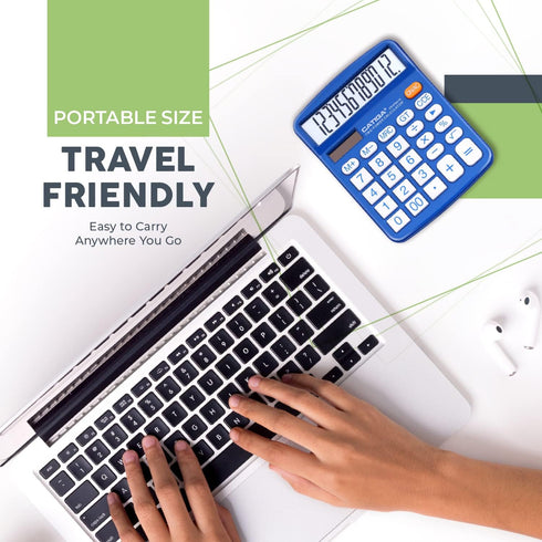 CATIGA Desktop Calculator 12 Digit with Large LCD Display, Solar and Battery Dual Power for Office