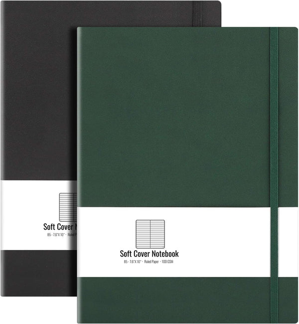 B5 College Ruled Notebook, Softcover Journals, 2-Pack, AHGXG Large Composition Notebook, 7.6 x 10 inch, 408 Pages