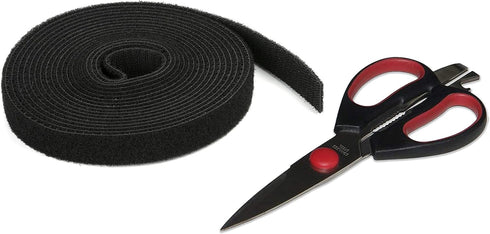 Reusable Hook & Loop Strong Grip Fastener Roll 3/4" x 16' (3/4" Wide, 16 Feet Long) - Black by ENVISIONED