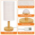 Dimming 2700K 5W 50K Bulb Touch Bedside Table Lamp - Stepless USB Powered, Minimalist Wood Base Linen Shade, Warm Light