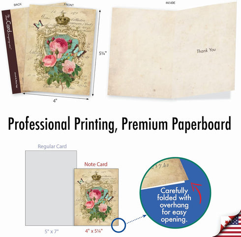 The Best Card Company 10 Assorted Thank You Notecards Boxed Set, 4 x 5.12 Inch with Envelopes, 10 Designs
