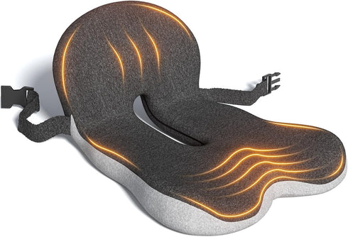 QEGOON Office Chair Seat Cushion for Long Sitting Workers - L-Shaped Ergonomic Memory