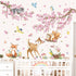 decalmile Woodland Animals Pink Flower Wall Stickers Cherry Blossom Branch Deer Fox Wall Decals Baby Nursery Kids