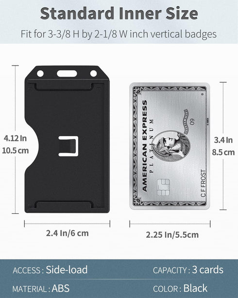 Pawfly 5 Pack Vertical Double-Sided Badge Holder - 3-Card Plastic Case with Grippers for IDs, Credit Cards, Licenses