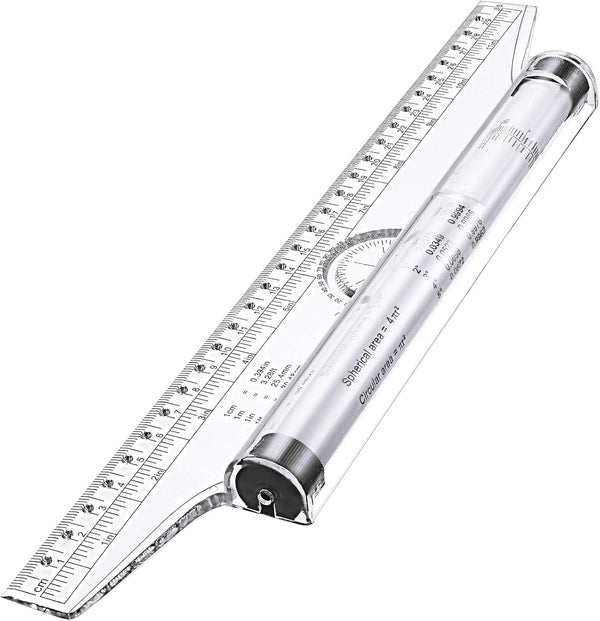 Frienda Rolling Ruler, Plastic Parallel Rolling Ruler for Measuring Drafting Office, Multifunctional 12 Inch