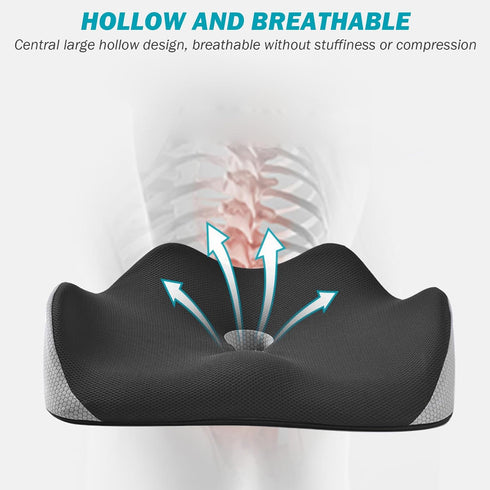 CurcKua Seat Cushion Cover Memory Foam with Hole Office Chair Cushion Pressure Relief Orthopedic Seat Cushion Washable