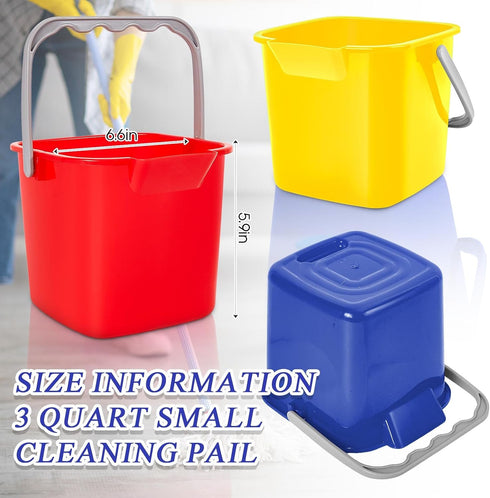 8 3 Irenare Pcs Sanitizing Bucket Quart Cleaning Pail Small Detergent Square, Spout and Handle Plastic Utility