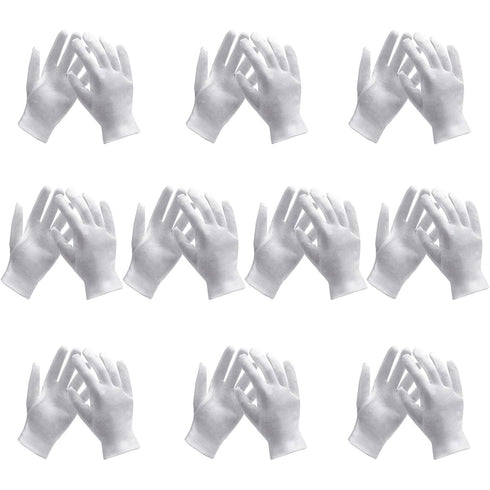 10 Pairs Archival Photo Gloves, White Work Gloves for Handling Art and Photography
