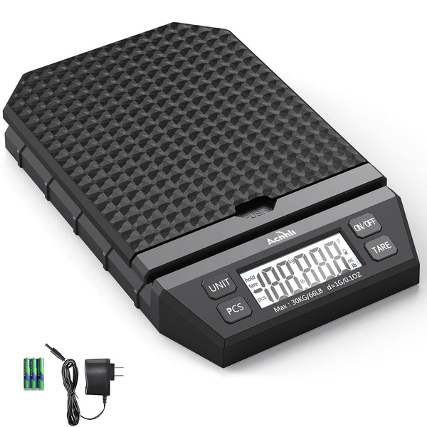 Digital Postal Table Scale, 66LB*1g, Net Weight Counting Weighing with AC Adapter or Battery, LCD Screen