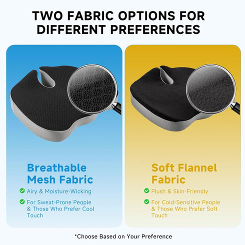 Seat Cushion for Office Chair, Ergonomic Memory Foam Office Chair Cushion with U-Shaped Coccyx Support, Non-Slip Base