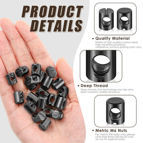 Blulu 50 M6 M6 10 mm 13 mm Pcs Metric Barrel Nuts Cross Dowels Slotted Nuts Bunk Bed Replacement Hardware Headboard