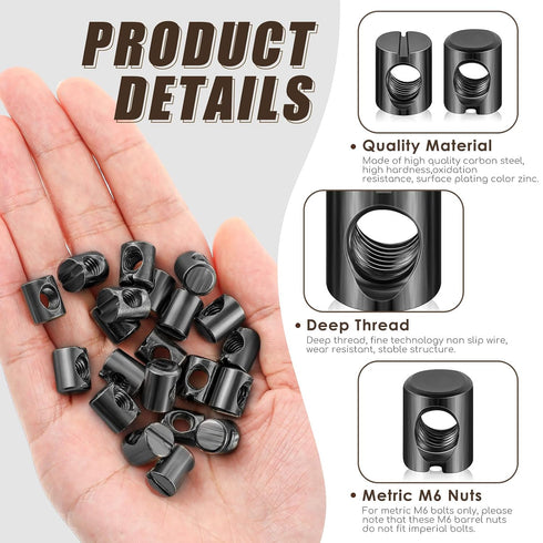 Blulu 50 M6 M6 10 mm 13 mm Pcs Metric Barrel Nuts Cross Dowels Slotted Nuts Bunk Bed Replacement Hardware Headboard