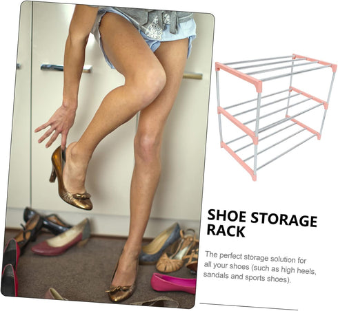 1pc Happyyami Stainless Steel Shoe Shelf Household Shoe Rack Storage Holder Bench