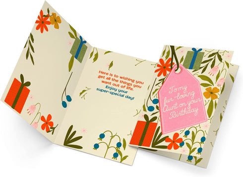 Prime Greetings Birthday Card for Aunt, Eco-Friendly Thick Card Stock with Premium Envelope 5in x 7.75in, Made in