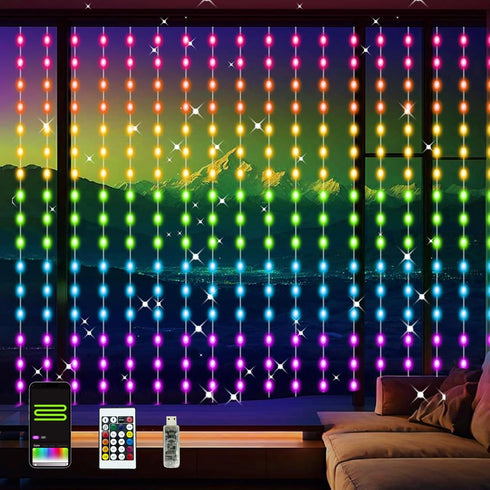 KBG Smart Curtain Lights RGB Color Changing Christmas Curtain Lights, USB Powered with