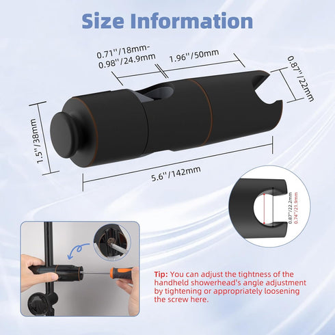18.5-25mm Hibbent Adjustable Shower Head Holder for Slide Bar, Universal Handheld Showerhead Bracket, Sprayer Holder