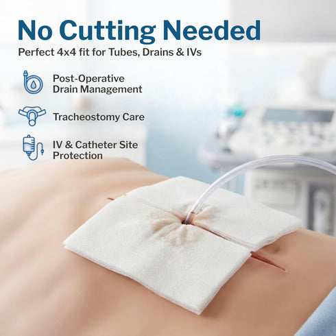 4x4 Inch (100 2 6-Ply 2 Pack McKesson Sterile Drainage Sponges Sponges, Boxes) Pre-Slit Surgical Drain Gauze Pads Split
