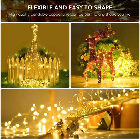 39ft Solar String Light, Outdoor Waterproof Silver Wire Twinkle Fairy Light Warm White for Patio