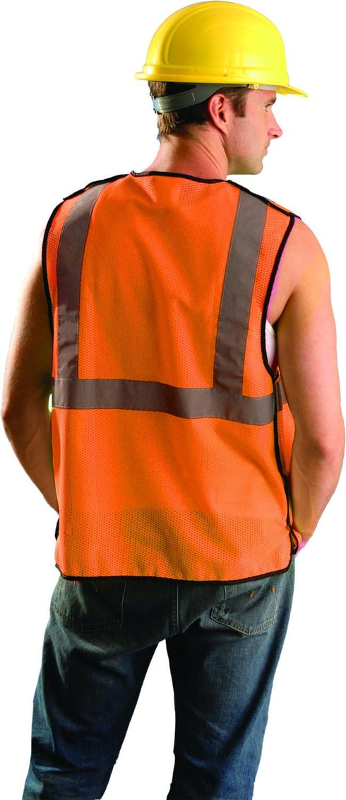 OccuNomix ECO-GCB-O2/3X High Visibility Value Mesh 5-Point Break-Away Hook & Loop Safety Vest, Class 2, 100% ANSI Polyester Mesh, 2X-Large / 3X-Large, Orange