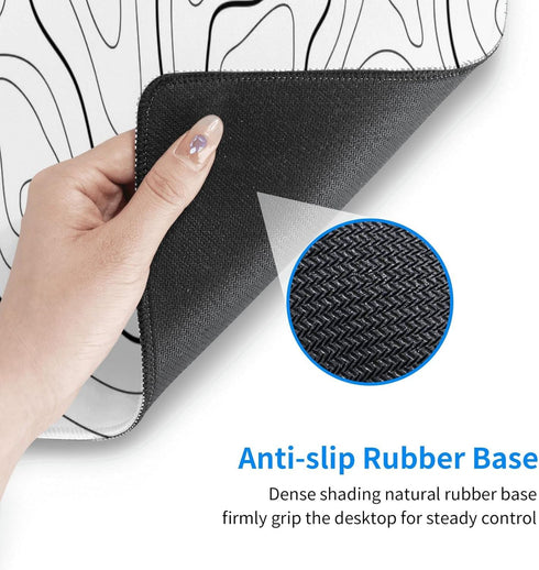 White Mouse Pad - Extended Gaming Mouse Pad for Desk 31.5 x 11.8 Inch, Black and White Topographic Design