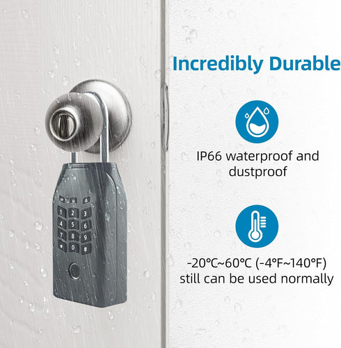 Smart Key Lock Box, with Fingerprint,Tuya APP,Password and Emergency Key Unlocked Methods, APP Remote Control