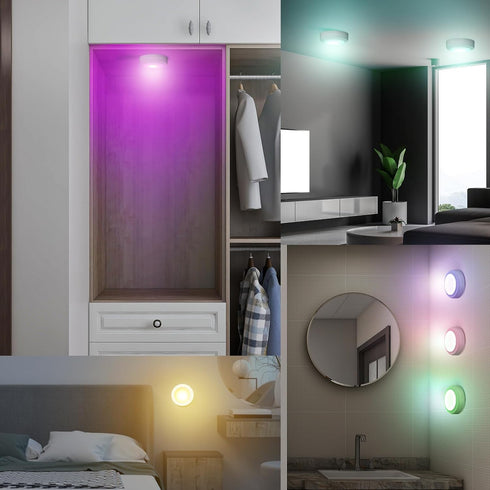 AnyEnjoy Remote,13 Dimmable 2 Function(6 Pack) Puck Lights with Colors Changeable LED Puck lightings Battery Powered