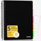 SUNEE 5 Subject Notebook, College Ruled, 300 Pages, 8.2"x10.8", 5 Pocket Colored Dividers, 3-Hole Punched Paper, Black