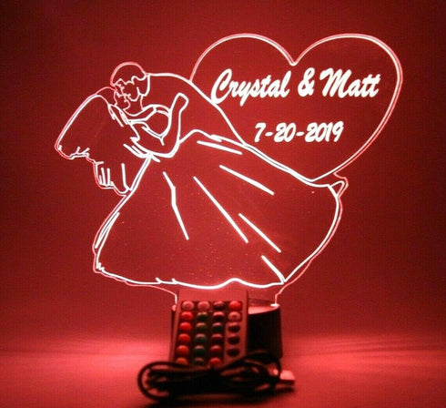 16 Wedding Couple Heart Love Night Light Up Lamp LED Stand Engraved Table Lamp Custom Engraved Room Decor Featuring