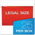 Pendaflex Extra Capacity Hanging File Folders, Legal Size, 2" Expansion, Red, 1/5 Cut, 25/BX (4153x2 RED)