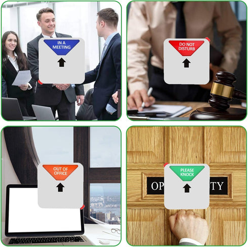 Office Privacy Sign - Do Not Disturb/Please Knock/Out of Office Magnetic Door Indicator (Square, Silver)