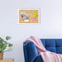 Decorative Cork Board with White Floral Print, Framed Bulletin Board for Office School Bedroom Dorm Room with Pins