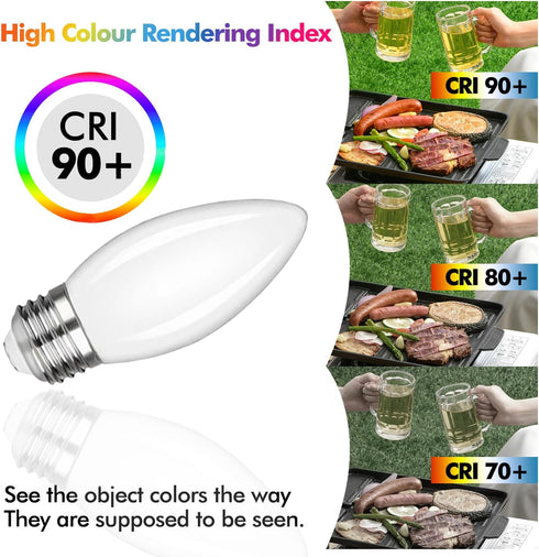 FUTIME 6Pack B11 E26 Bulbs, 5W 40 Bulbs,Warm 2700K Dimmable Bulb 450LM Bulb LED Candelabra Equal watt Edison Light