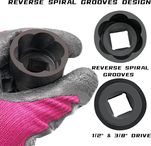 22 Set, 1/2" 3/8" Frozen Set, Pcs Bolt Nut Extractor and Drive Wheel Lock Removal Kit for Extracting Damaged, Stripped