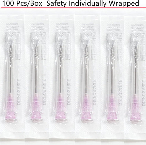 100 Pcs 18Ga 1.5 Inch/38mm Lab Utensils Dispensing Needle Luer Lock, Individually Sealed Wrapped