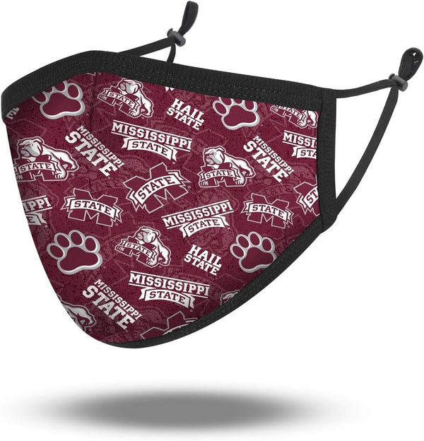 Fabrique Innovations NCAA Mississippi State Bulldogs, 100% Cotton, Double Layer, Washable & Reusable, Non-Medical