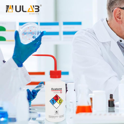 ULAB Scientific Right-to-Know Safety Wash Bottle Set, 500ml with Draw Tube, for Acetone, Ethyl Alcohol, Methanol