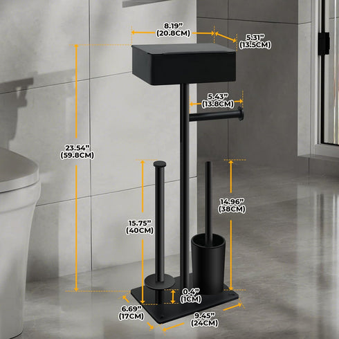 AIGOTSUKI 7 Freestanding Toilet Paper Holder Stand with Shelf for Rolls, Free Standing Black Toilet Paper Roll Holder