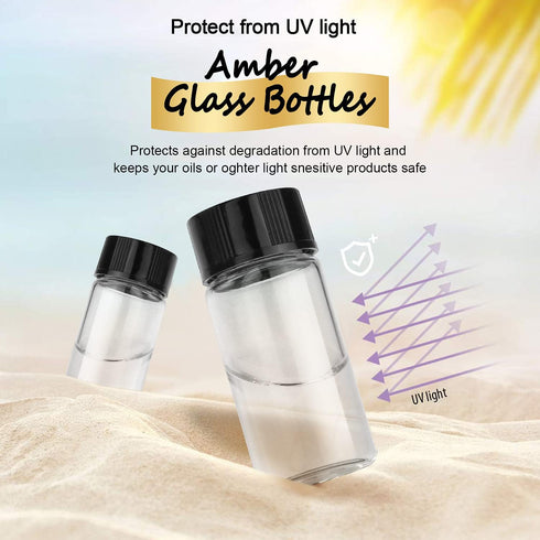 QOAEZK12ML Sample Vials, 3 Dram Clear Borosilicate Glass Storage Bottles, Pack of 100 with PE Liners