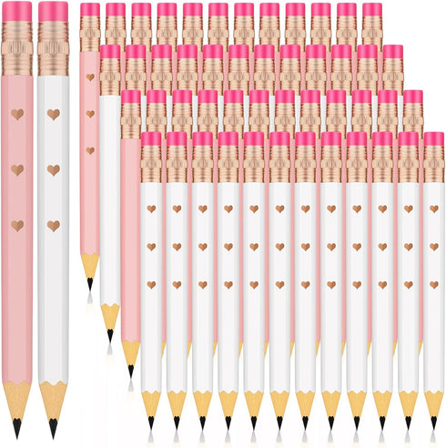 CHENGU 48 Pcs Half Pencils with Eraser, Mini Pencils for Wedding Party Favors