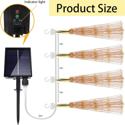 4 Pack 800 8 Dimmable, LED Solar Starburst Sphere Lights,Firework Light Remote Control Timer Modes Waterproof Hanging