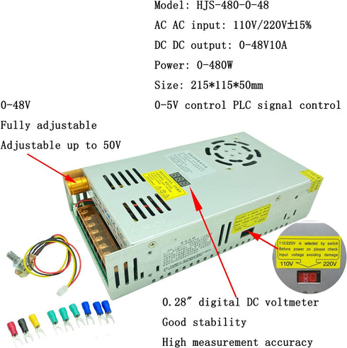 Transformer AC-DC 0-48V Adjustable 10A-480W Voltage Digital Display DC Regulated Power Supply for LED Equipment