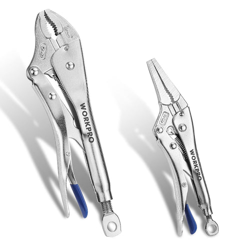 WORKPRO 2-Piece Locking Pliers Set, 6.5 Inch Long Nose & 10 Inch