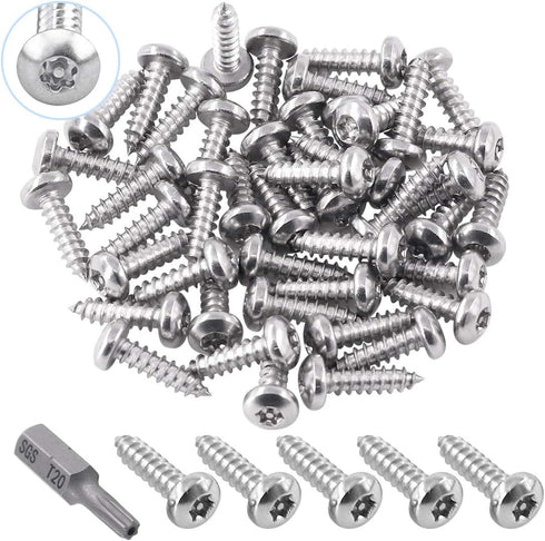 Glarks 51Pcs #8 x 1/2'' Button Head Torx Security Sheet Metal Screws Stainless