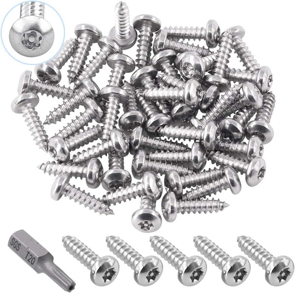 Glarks 51Pcs #8 x 1/2'' Button Head Torx Security Sheet Metal Screws Stainless