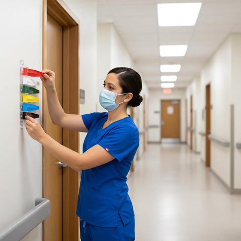 4 7-Inch Exam Room Flag System, Medical Door Status Sign for Doctor Offices, Hospitals, Clinics, Easy Identification