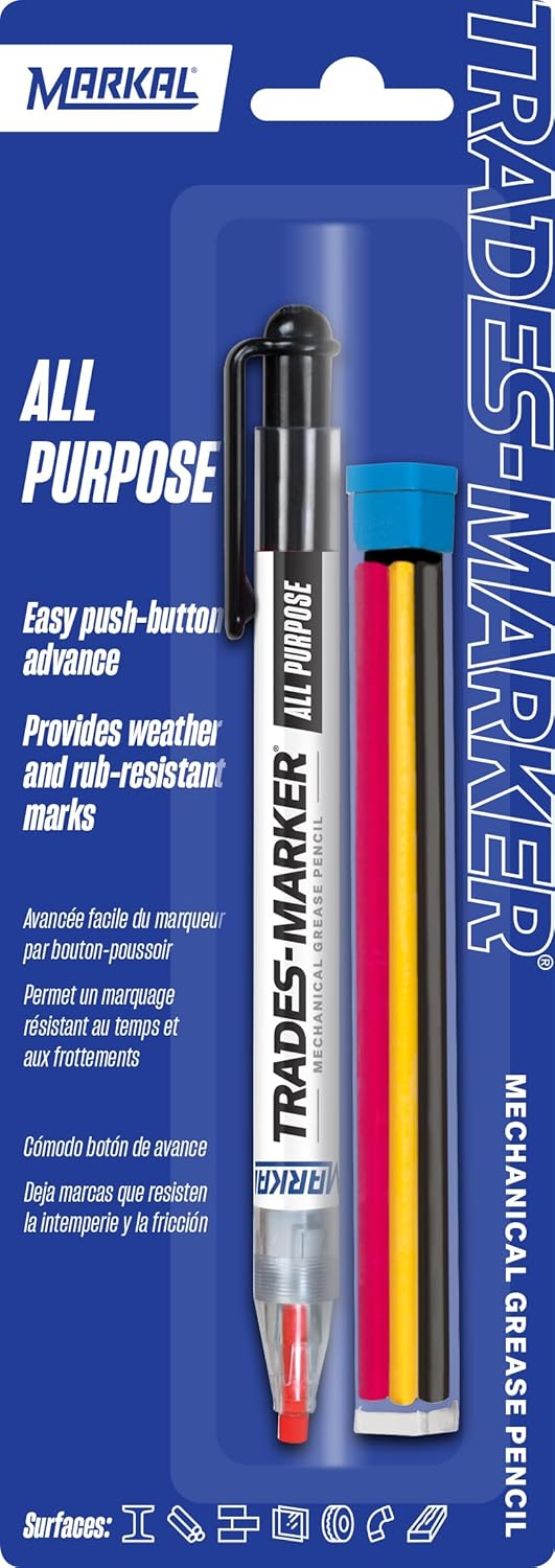 Markal 96000 Trades Marker Starter Pack, 5 Assorted Colors and Holder
