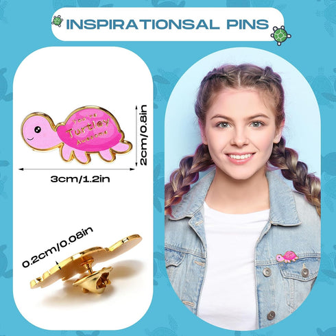 50 Sets Juexica Employee Appreciation Gifts Bulk Positive Turtle Pins You're Awesome Inspirational Notecard Thank You