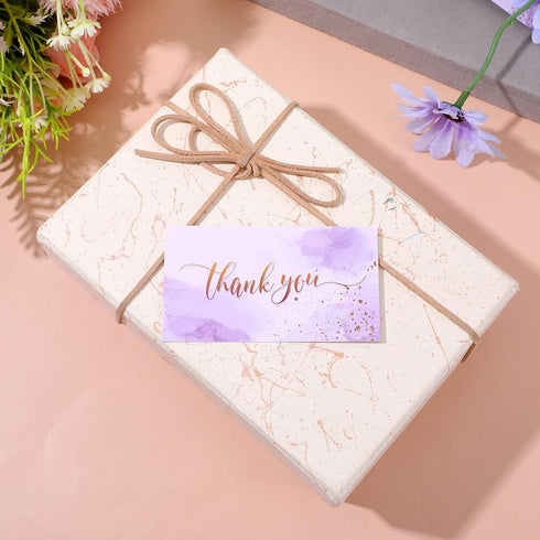 LXUEJIE 100 3.5 2 inch Pcs Thank You Cards, Purple Thank You Cards x Thanks Card with Free Write Purplek Thanks Card